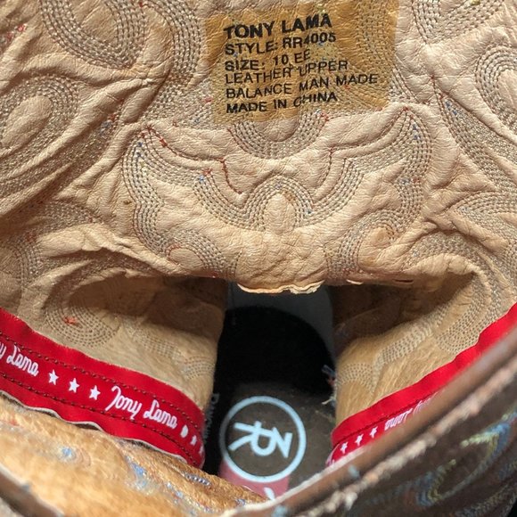 Tony Lama 4005 American Bay Brown Leather Cowboy Western Boots Men US 10… - Picture 8 of 10